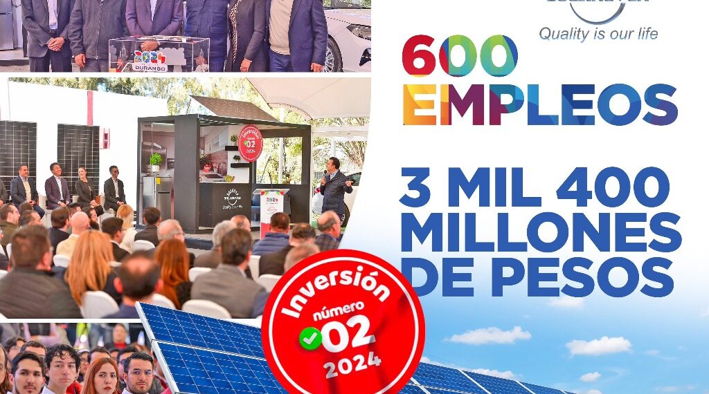 En menos de 15 días, Solarever y Gobierno de Durango, anuncian más de 10 mil MDP en inversión