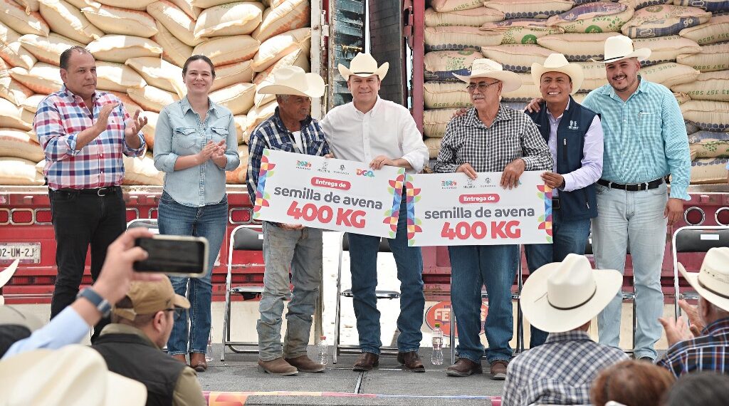Para que se fortalezca el ganado, arranca Esteban en el Mezquital, dispersión de semilla de avena para forraje