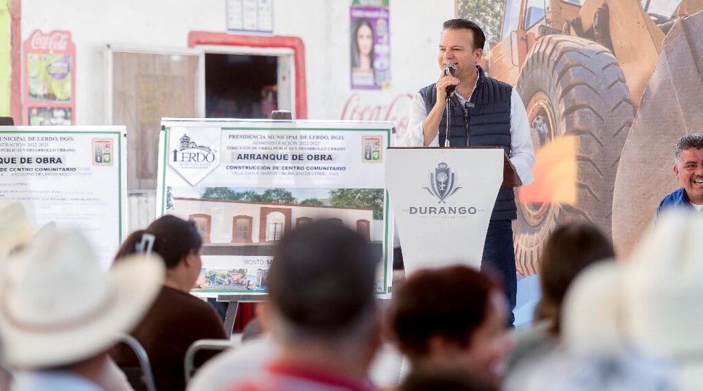 Con Esteban, inicia construcción de Centro Comunitario en Villa Juan E. García, Lerdo, obra anhelada por familias