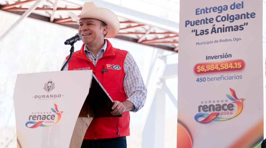 Más de 21 MDP en obras para Rodeo; Esteban Villegas entrega puente colgante “Las Ánimas” y anuncia más proyectos