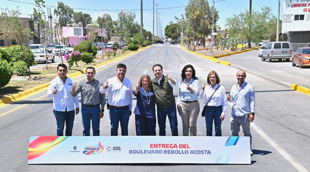 Esteban y Lety entregan moderno bulevar Rebollo Acosta con 10 carriles para mejorar movilidad y seguridad en Gómez Palacio