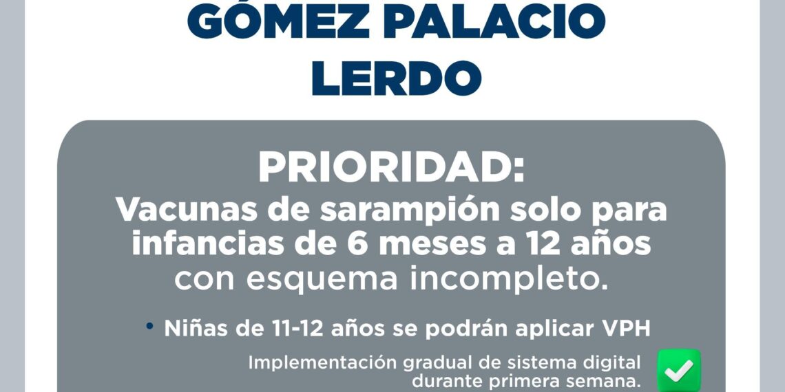 Continúa vacunación contra el sarampión en Durango con ampliación de cobertura y control digital
