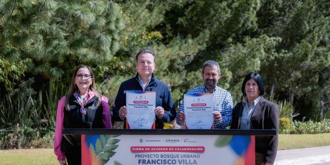 Durango tendrá un nuevo pulmón urbano; el gobernador Esteban firma convenio con CONAFOR para desarrollar el Bosque Urbano Francisco Villa