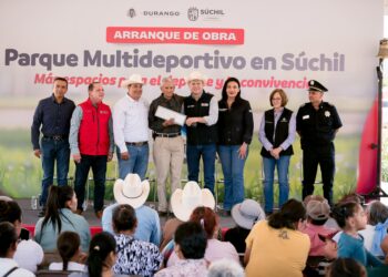 Inicia Gobernador Esteban Unidad Deportiva Ferrocarril en Súchil; arranca obras por 39 mdp y compromete puente nuevo en La Michilía