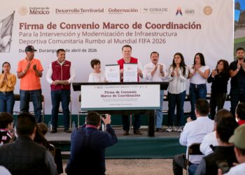 Durango suma más espacios deportivos para niñas, niños y jóvenes rumbo al Mundial 2026; el Gobernador Esteban firma convenio con la secretaría de Sedatu, Edna Vega